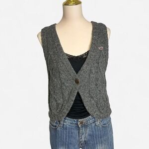 Y2K hollister grey knit vest large